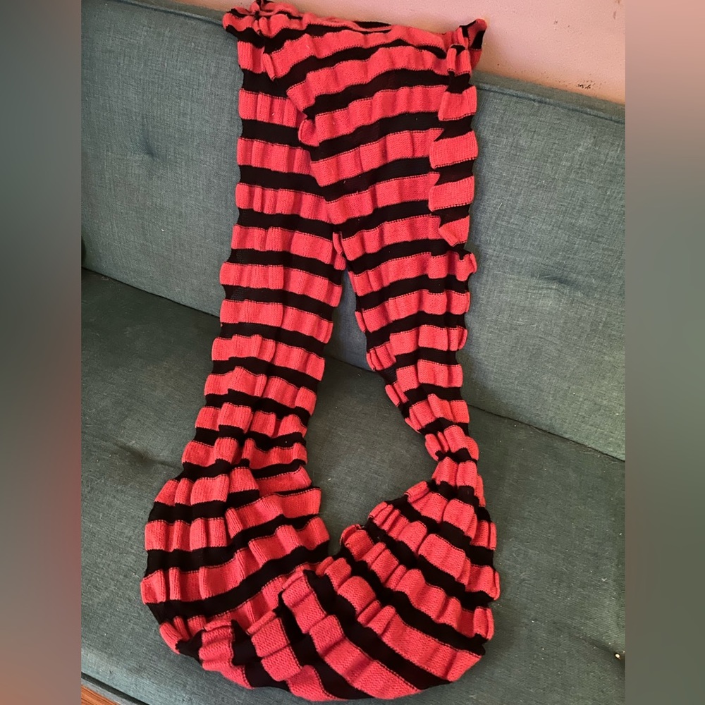 Long infinity scarf orange and black by Tarnish (lambs wool/silk/cashmere)